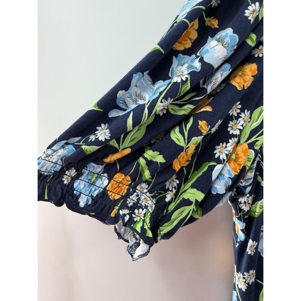 Draper James Women’s Short Sleeve Kacey Knit Dress Spring Blooms Navy Size L NWT - Picture 5 of 11